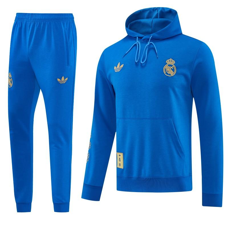 26/27 Real Madrid Royal Blue Pullover Hooded Tracksuit + Long Pants