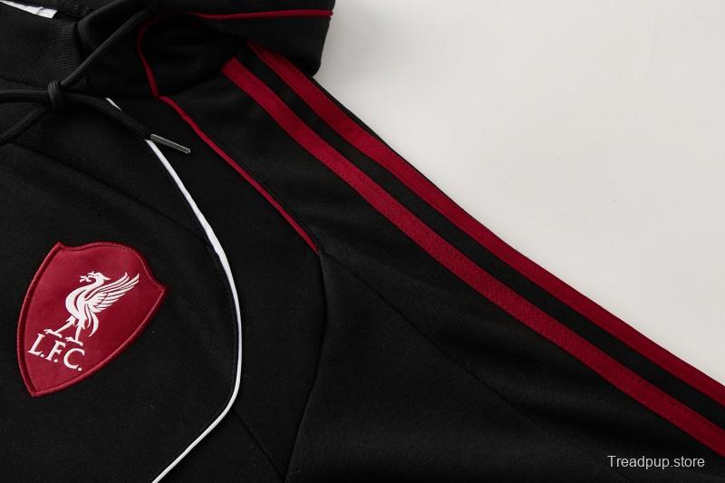 26/27 Liverpool  Black Full Zipper Hooded Jacket Tracksuit + Long Pants