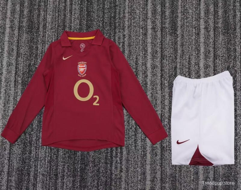 Retro Kids 05/06 Arsenal Home Long Sleeve Jersey