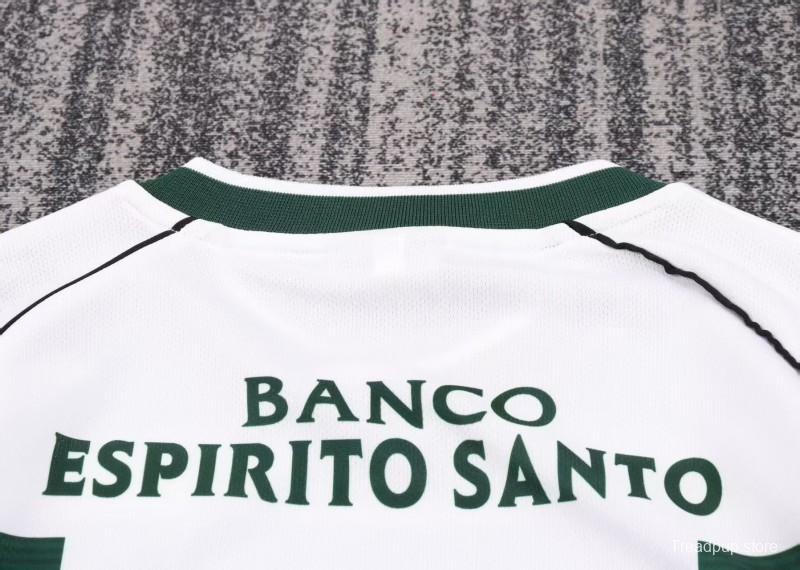 Retro Kids 01/03 Sporting CP White Green Home Long Sleeve Jersey