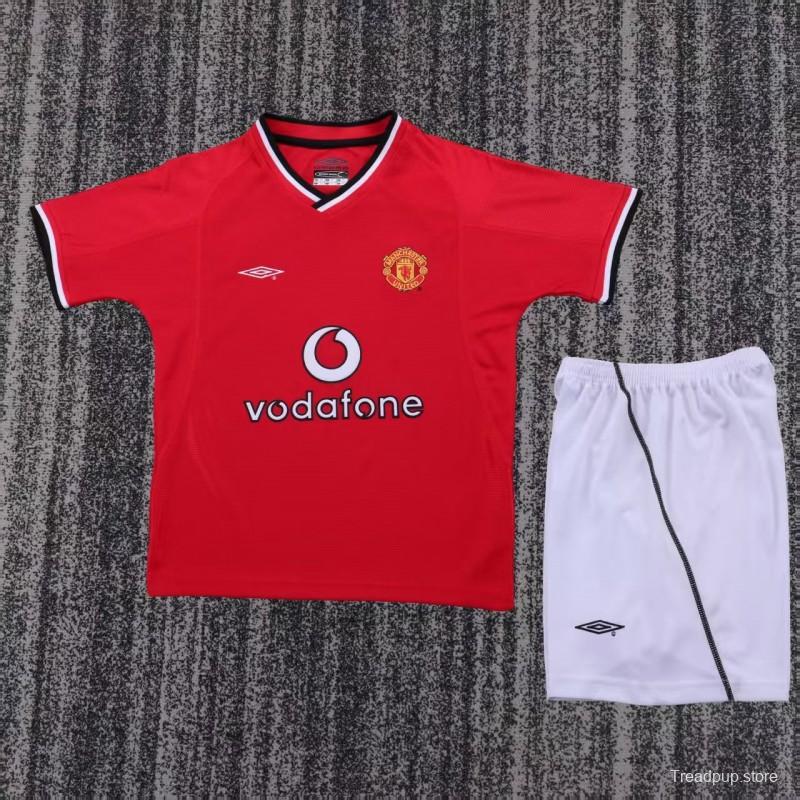 Retro 2000/02 Kids Manchester United Red Home Jersey