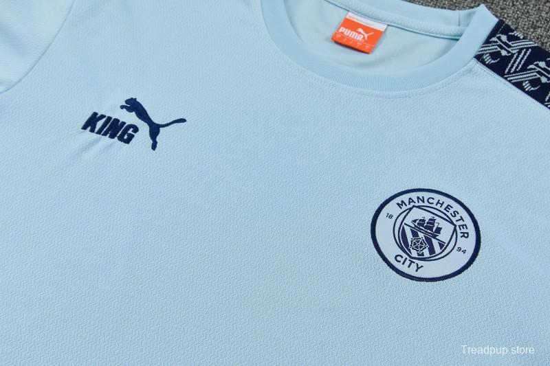 26/27 Manchester City Sky Blue Short Sleeve Tracksuit  + Long Pants (Puma King / Home)