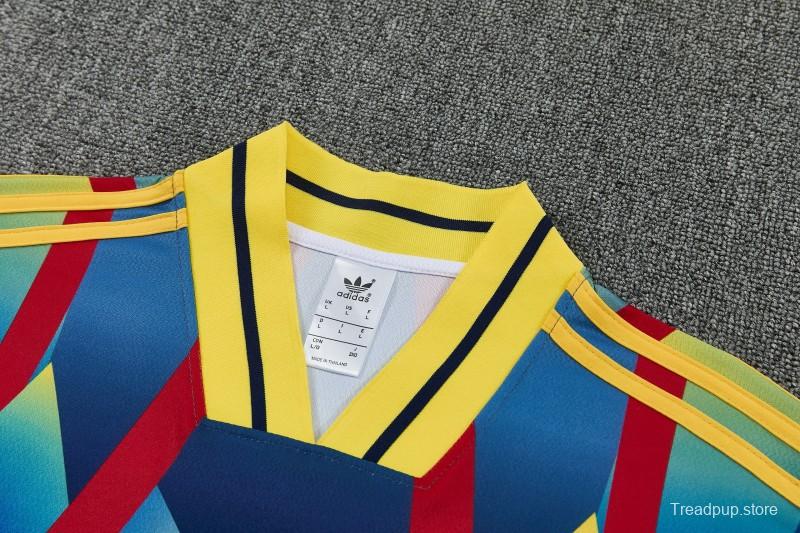 26/27 Arsenal Yellow Blue Red Geometric Multicolor Short Sleeve Tracksuit + Long Pants