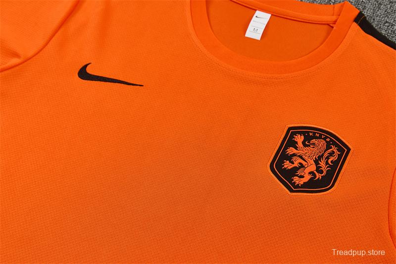 26/27 Netherlands Home Orange Short Sleeve + Soccer Shorts