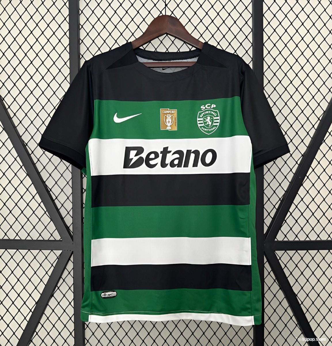 24/25 Sporting Lisbon Home Jersey With 2 Champion Winner Printing