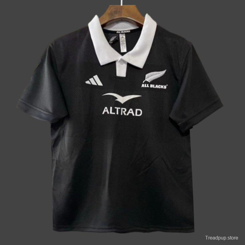 2026 New Zealand All Blacks Black with White Collar Jersey