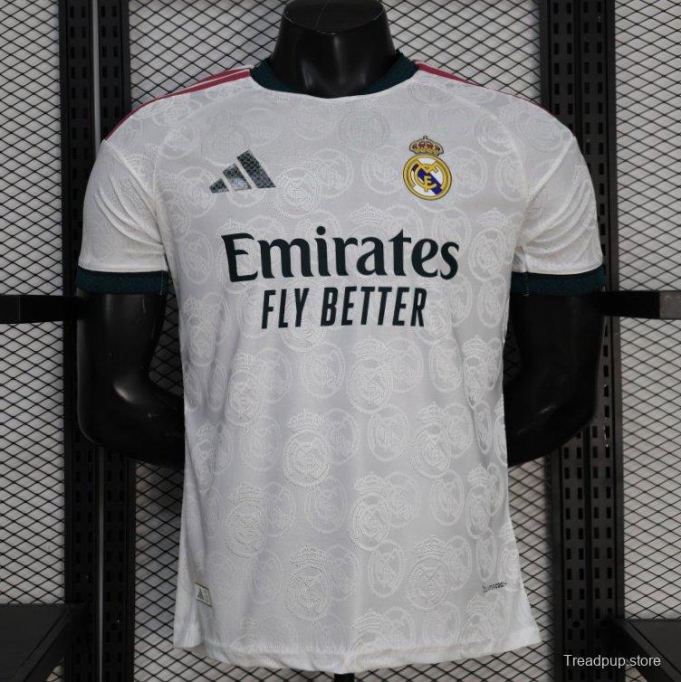 25/26 Player Version Real Madrid White with Subtle Crest Pattern Jersey